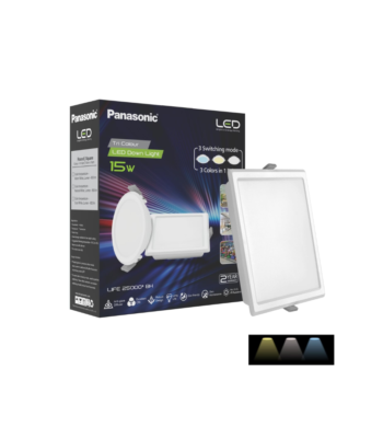 Panasonic 3-in-1 Tri-colour LED Downlight, 5W to 20W, 100 x 100 mm Cut-out