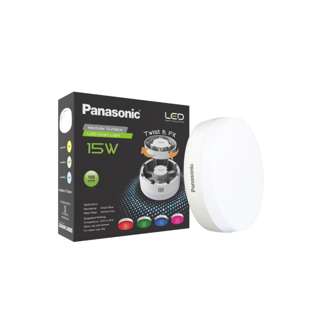 Panasonic 15W LED Modular Surface Light, Twist and Fit, 6500K